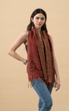 Boiled Wool Scarf, Carmine Paisley