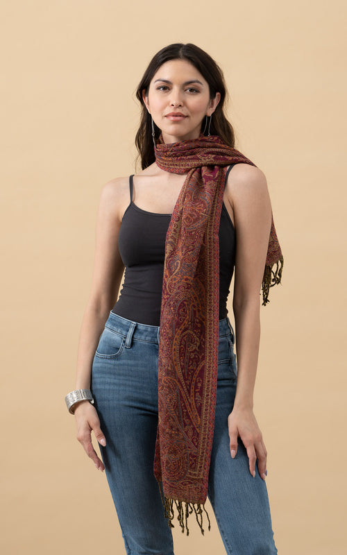 Boiled Wool Scarf, Red Classic