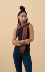 Boiled Wool Scarf, Red & Blue Paisley