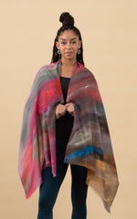Silk Wool Shawl, Watercolor