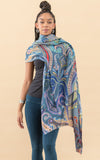 Silk Wool Shawl, Large, Paisley All Over
