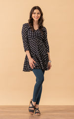 Paloma Tunic, 3/4 Sleeve, Black Calico