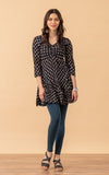 Paloma Tunic, 3/4 Sleeve, Black Calico