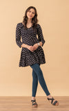 Paloma Tunic, 3/4 Sleeve, Black Calico