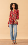 Sahara Top, 3/4 Sleeve, Bombay Red