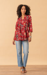 Sahara Top, 3/4 Sleeve, Bombay Red