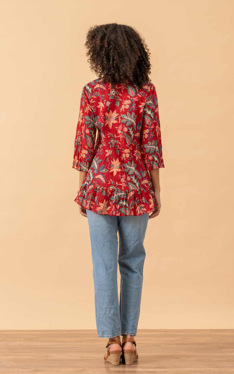 Sahara Top, 3/4 Sleeve, Bombay Red