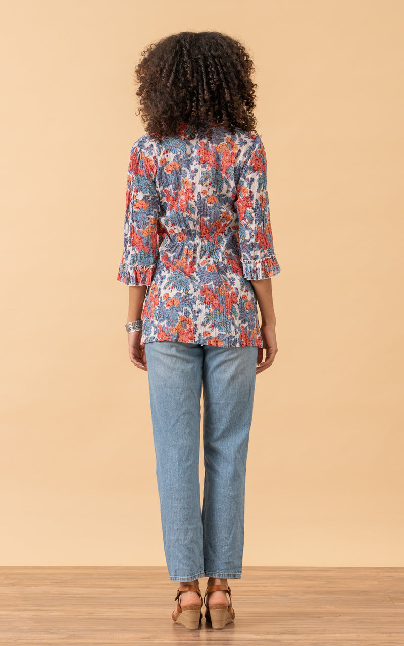 Violeta Blouse, 3/4 Sleeve, Garden Floral