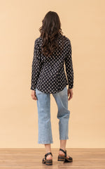 Regina Blouse, Long Sleeve, Black Calico