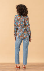 Regina Blouse, Long Sleeve, Blue Tegan