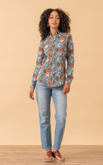 Regina Blouse, Long Sleeve, Blue Tegan