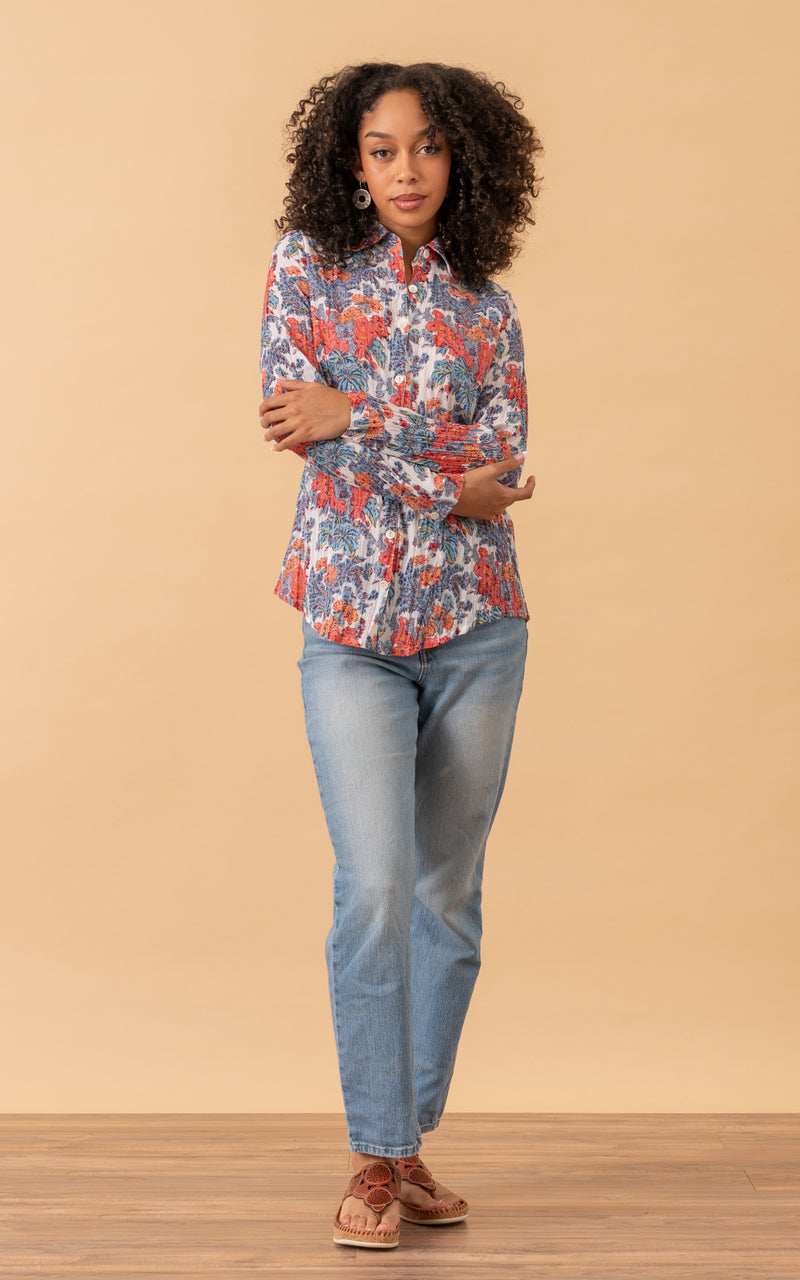 Regina Blouse, Long Sleeve, Garden Floral