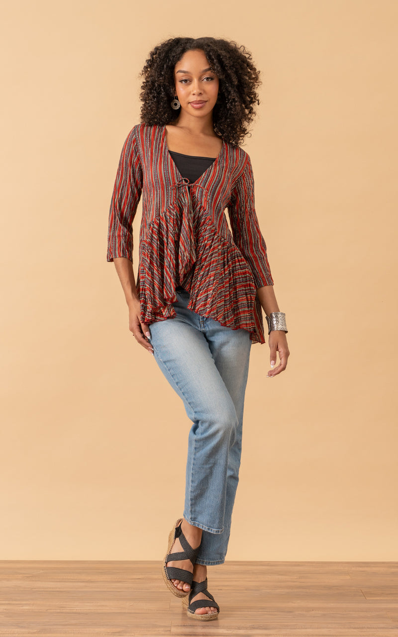 Maya Shrug, 3/4 Sleeve, Taos Stripe