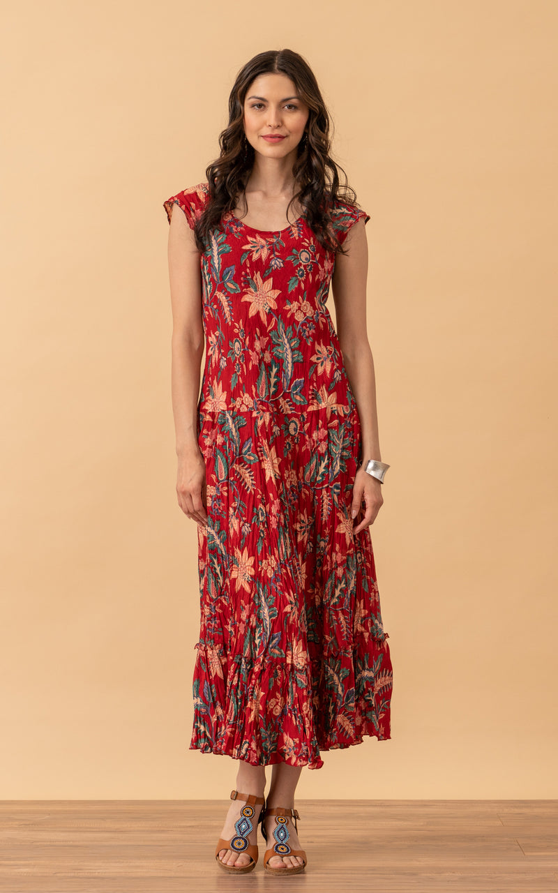 Sedona Dress, long, Cap Sleeve, Bombay Red