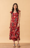 Sedona Dress, long, Cap Sleeve, Bombay Red