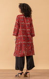 Bubble Tunic, 3/4 Sleeve, Chili Flower