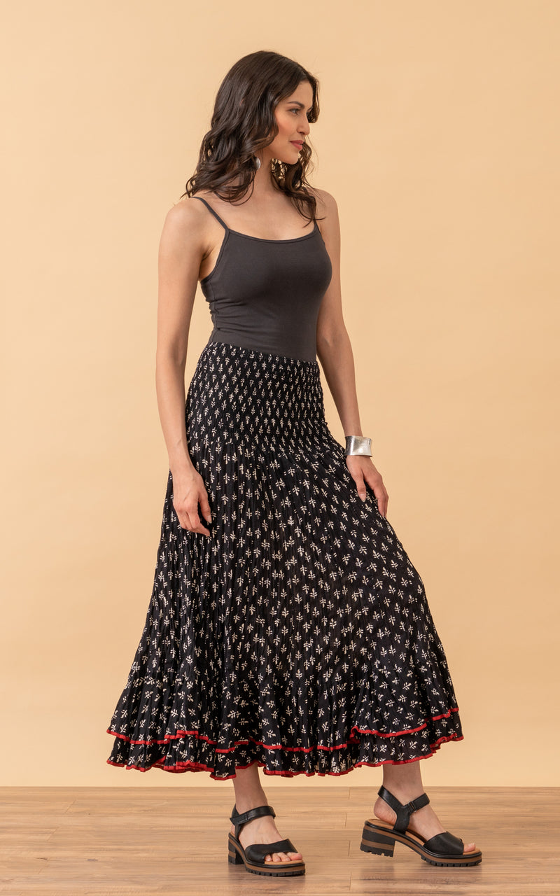 Macarena Skirt, Long, Black Calico