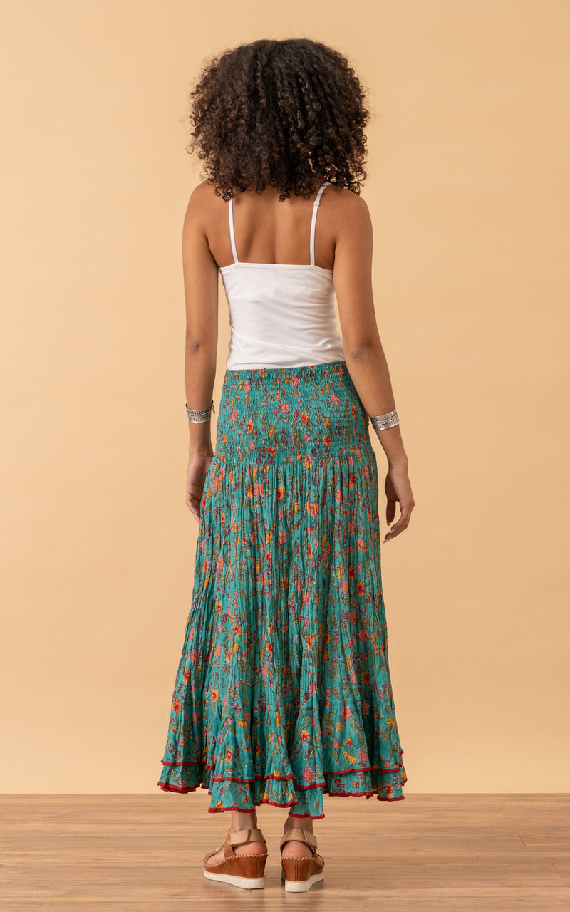 Macarena Skirt, Long, Peacock Floral