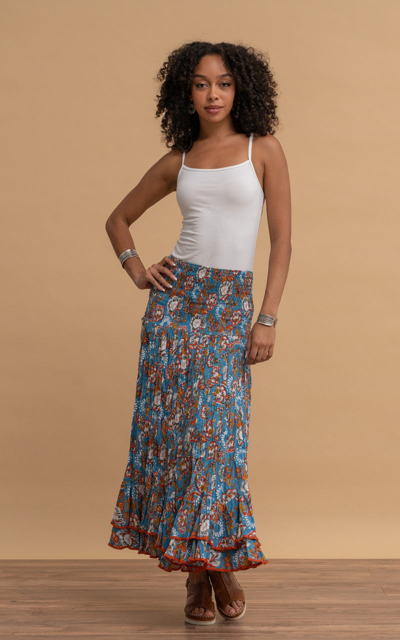 Macarena Skirt, Long, Blue Tegan