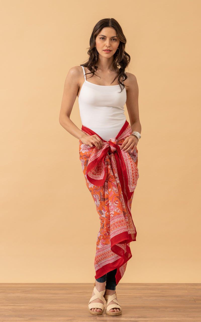 Sarong/Shawl, Pink & Orange Floral