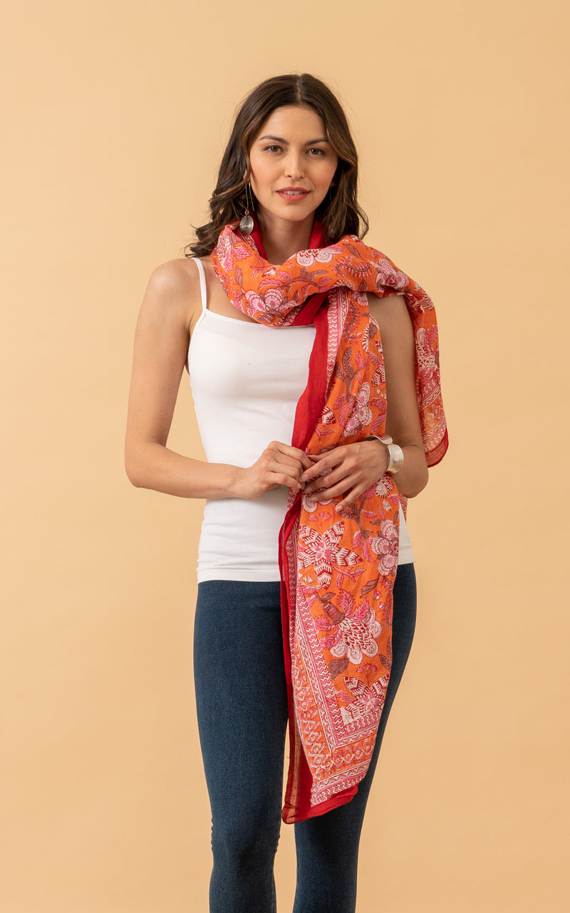 Sarong/Shawl, Pink & Orange Floral