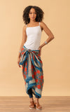 Sarong/Shawl, Turquoise & Orange Rose