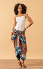 Sarong/Shawl, Turquoise & Orange Rose