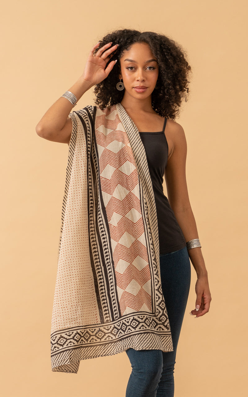 Sarong/Shawl, Natural Geometric