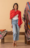 Pom Pom Shawl, Red