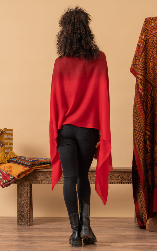 Silk Wool Shawl, Carmine