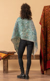 Boiled Wool Shawl, Embroidery, Tiffany Blue