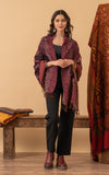 Boiled Wool Shawl, Aubergine