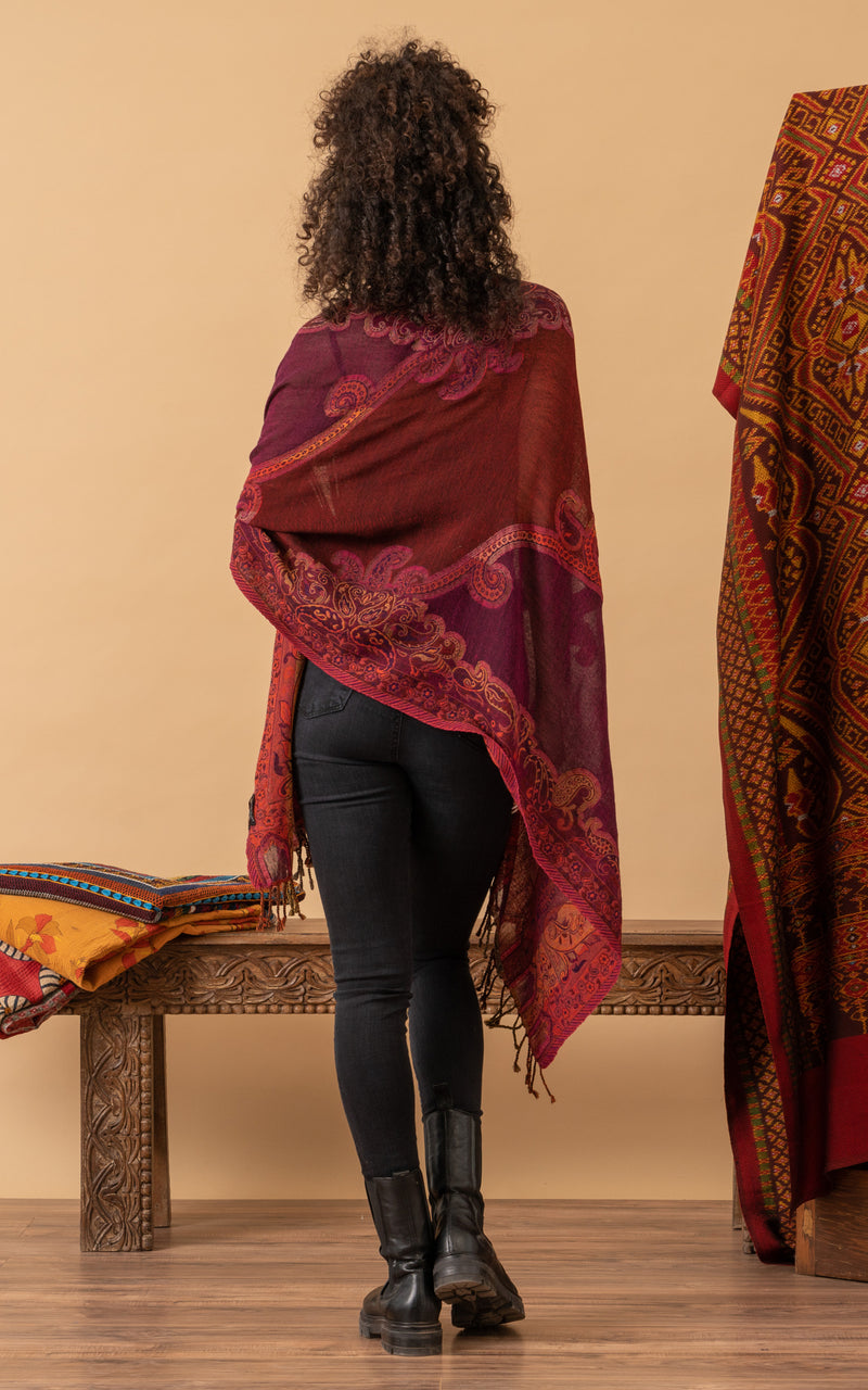 Boiled Wool Shawl, Morada