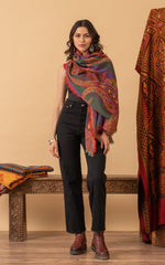 Boiled Wool Shawl, Embroidery, Laurel