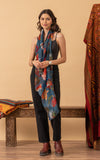 Silk Wool Shawl, Midnight Floral