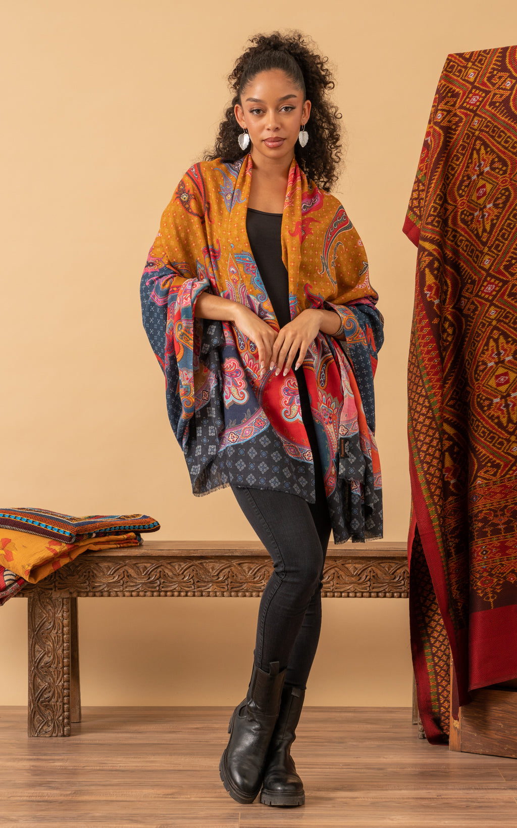 Silk Wool Shawl, Large, Soraya – Passementrie