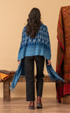 Indigo Handwoven Shawl, Saka Diamond