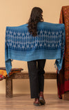 Indigo Handwoven Shawl, Saka Diamond