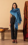 Indigo Handwoven Shawl, Saka Diamond