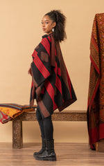 Alpaca Ruana, Navajo, Red/Black/Brown