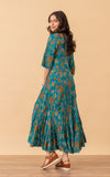 Santa Fe Dress, Long, 3/4 Sleeve, Tallulah Turquoise