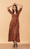 Santa Fe Dress, Long, 3/4 Sleeve, Alegra Floral