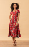 Santa Fe Dress, Long, Cap Sleeve, Bombay Red