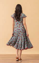 Santa Fe Dress, Long, Cap Sleeve, Mia's Garden