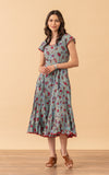 Santa Fe Dress, Long, Cap Sleeve, Mia's Garden