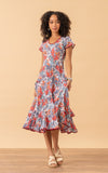 Santa Fe Dress, Long, Cap Sleeve, Garden Floral