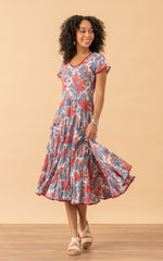 Santa Fe Dress, Long, Cap Sleeve, Garden Floral