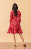 Santa Fe Dress, Short, 3/4 Sleeve, Red Lotus