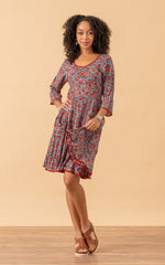 Santa Fe Dress, Short, 3/4 Sleeve, Valentina