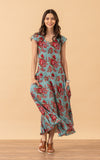 Sedona Dress, Long, Cap Sleeve, Passion Flower